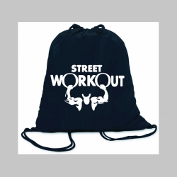 Street Workout ľahké sťahovacie vrecko ( batôžtek / vak ) s čiernou šnúrkou, 100% bavlna 100 g/m2, rozmery cca. 37 x 41 cm